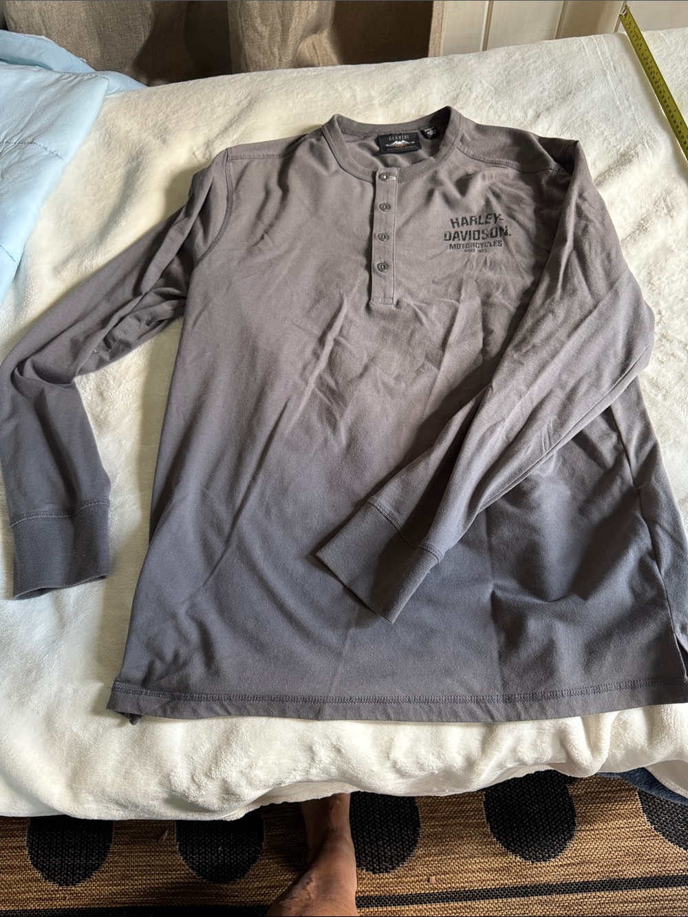 Harley-Davidson Gray Long-Sleeve Henley with Logo